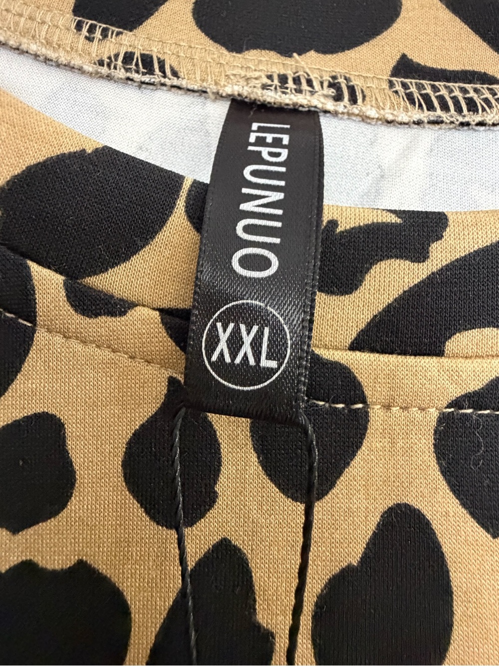 Leopard Print Short Sleeve Top - Tan/Black - Picture 3 of 6